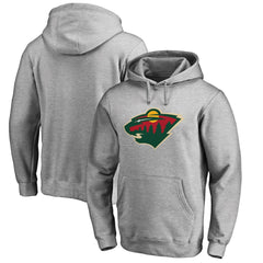 Minnesota Wild Primary Team Logo Fleece Fitted Pullover Hoodie - Heather Gray - NHL