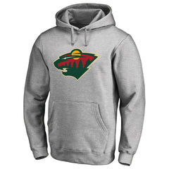 Minnesota Wild Primary Team Logo Fleece Fitted Pullover Hoodie - Heather Gray - NHL