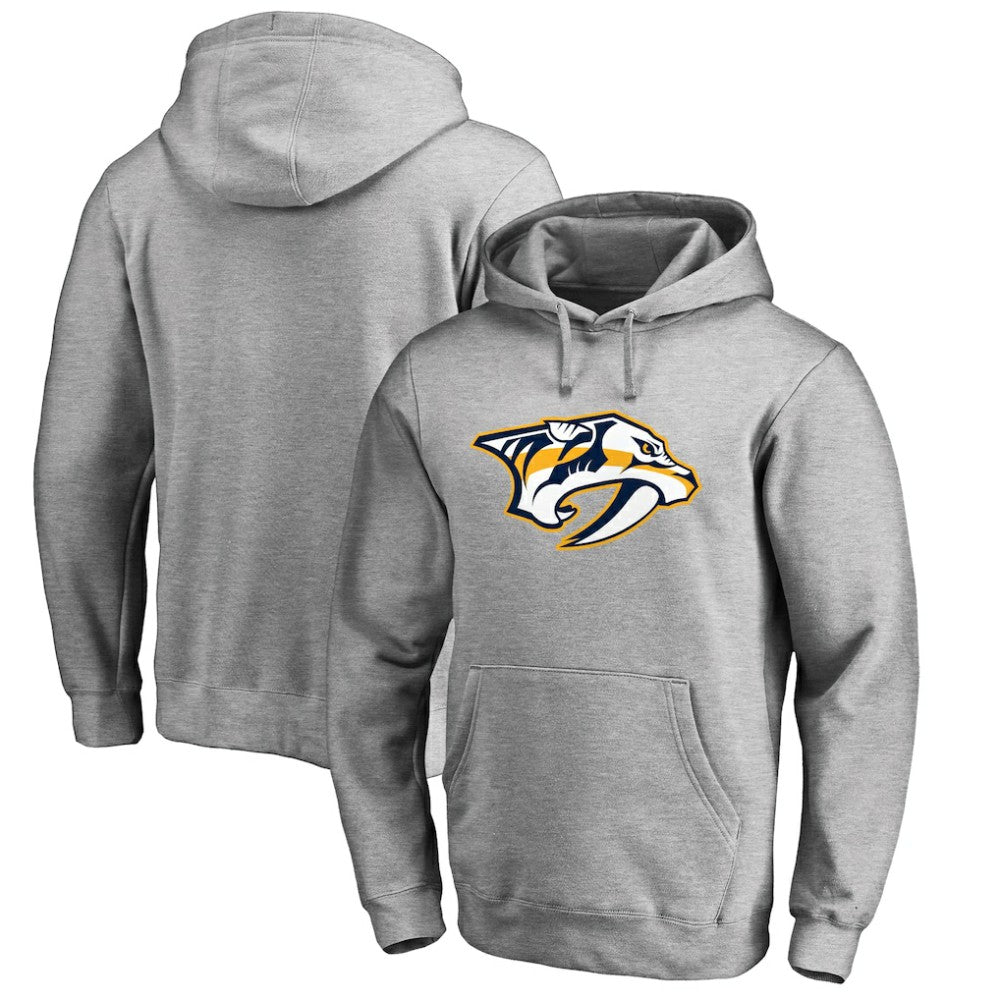 Nashville Predators Primary Team Logo Fleece Fitted Pullover Hoodie - Heather Gray - NHL
