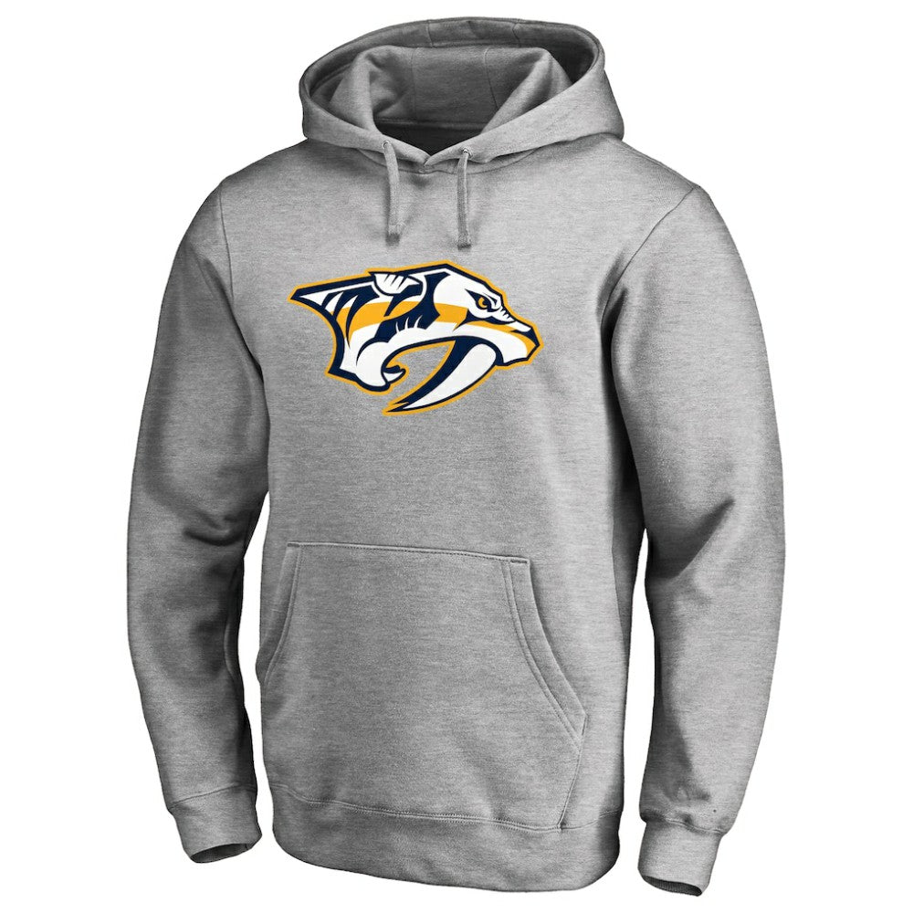 Nashville Predators Primary Team Logo Fleece Fitted Pullover Hoodie - Heather Gray - NHL