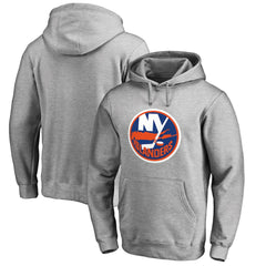 New York Islanders Primary Team Logo Fleece Fitted Pullover Hoodie - Heather Gray - NHL