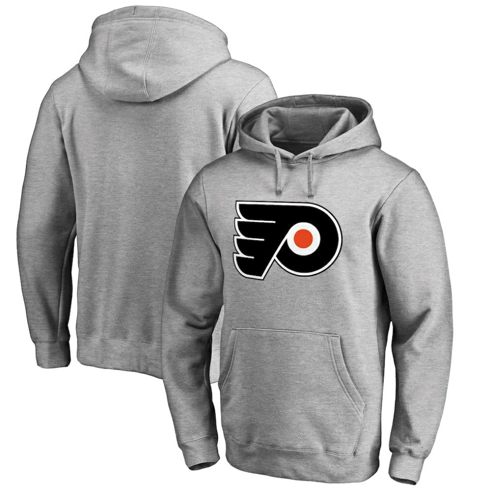 Philadelphia Flyers Primary Team Logo Fleece Fitted Pullover Hoodie - Heather Gray - NHL