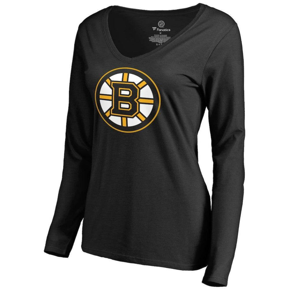 David Pastrnak Boston Bruins Women's Backer V-Neck Long Sleeve T-Shirt - Black - NHL