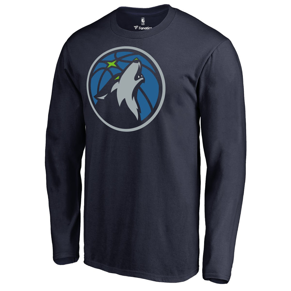 Minnesota Timberwolves Primary Logo 2 Long Sleeve T-Shirt Navy - NBA