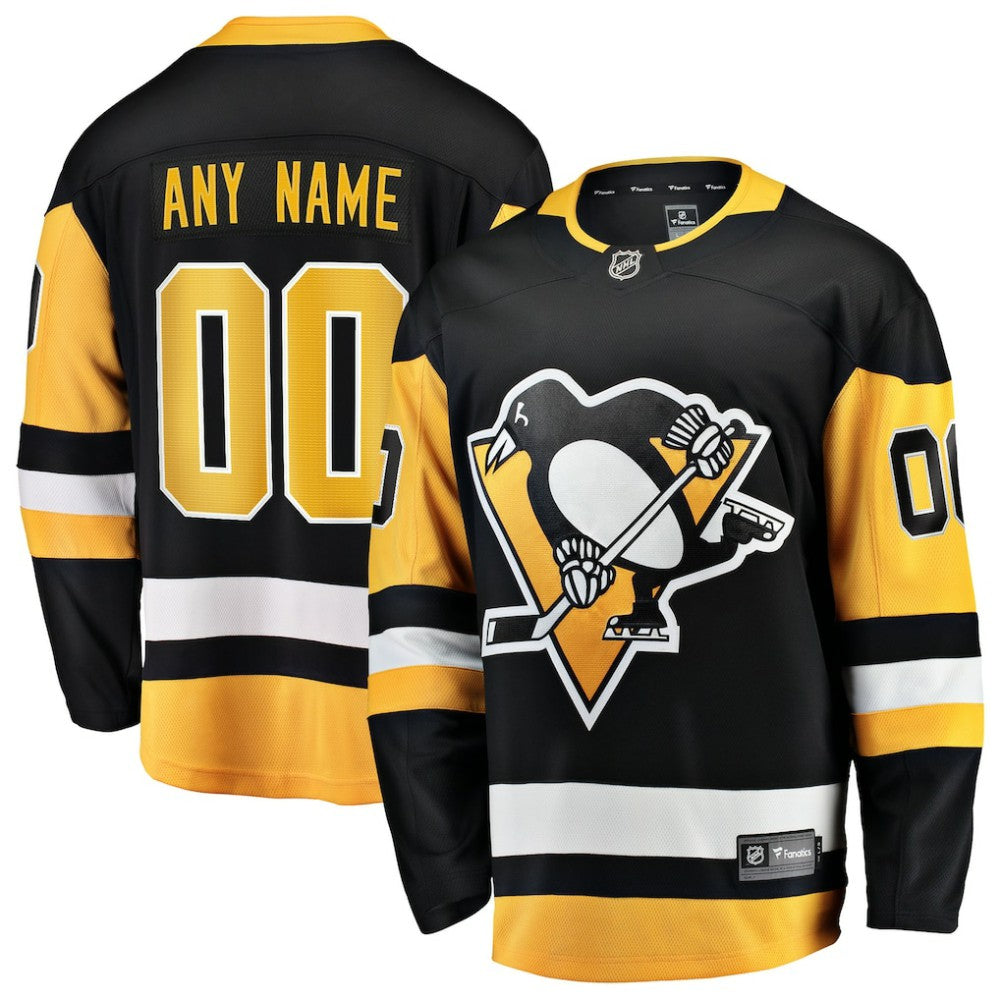 Pittsburgh Penguins Fanatics Home Breakaway Custom Jersey - Black - NHL