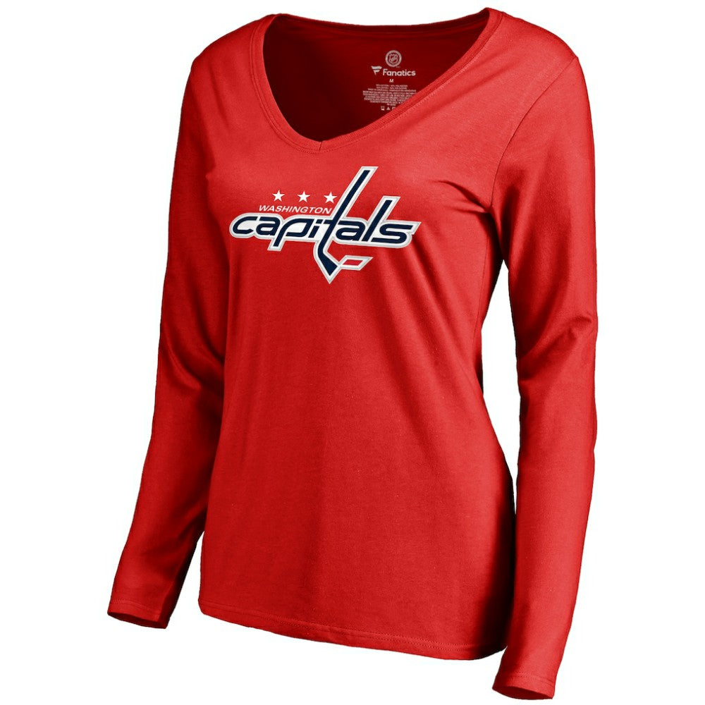 Alexander Ovechkin Washington Capitals Women's Backer V-Neck Long Sleeve T-Shirt - Red - NHL