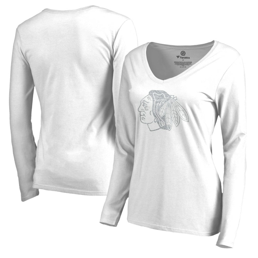Chicago Blackhawks Women's White Out Long Sleeve T-Shirt - White - NHL