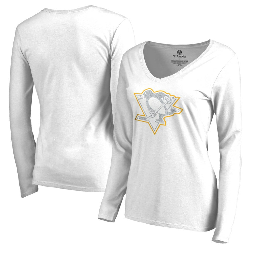 Pittsburgh Penguins Women's White Out Long Sleeve T-Shirt - White - NHL
