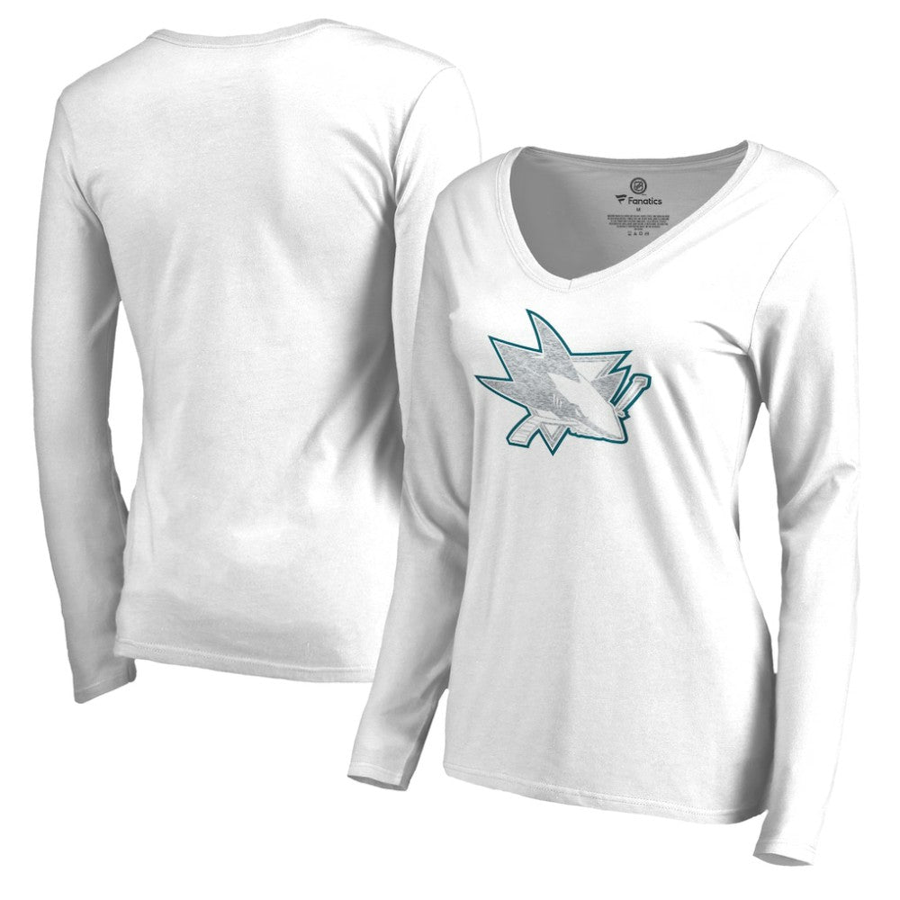 San Jose Sharks Women's White Out Long Sleeve T-Shirt - White - NHL