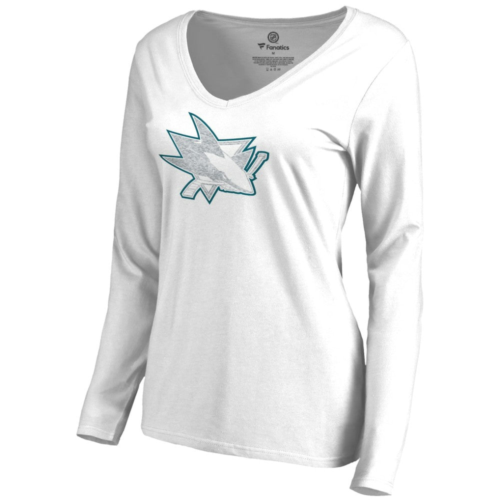 San Jose Sharks Women's White Out Long Sleeve T-Shirt - White - NHL
