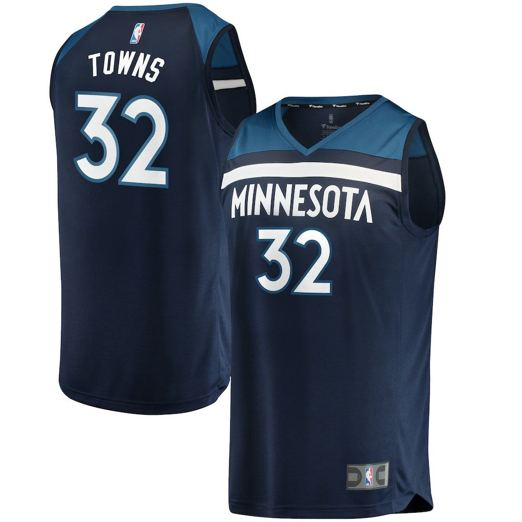 Karl-Anthony Towns Minnesota Timberwolves Fast Break Replica Jersey Navy Icon Edition - NBA