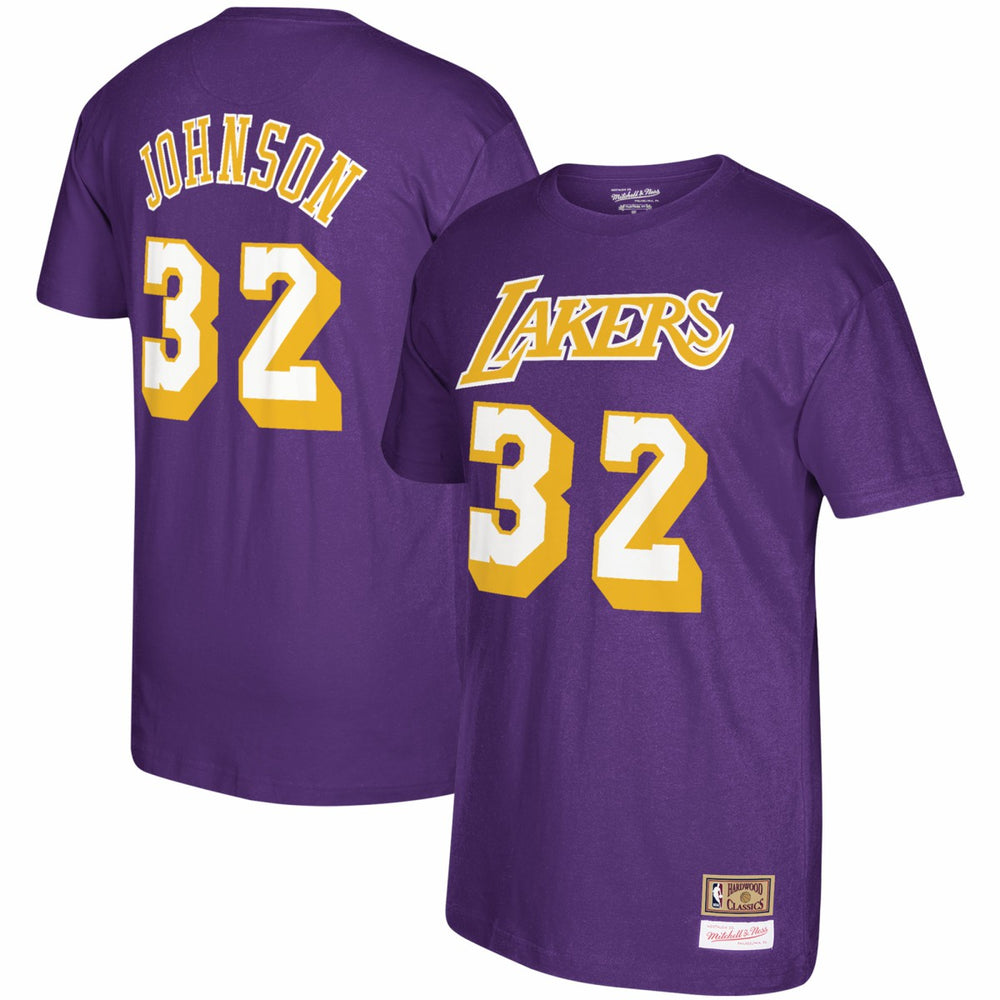 Magic Johnson Los Angeles Lakers Hardwood Classics Name & Number T-Shirt Purple - NBA
