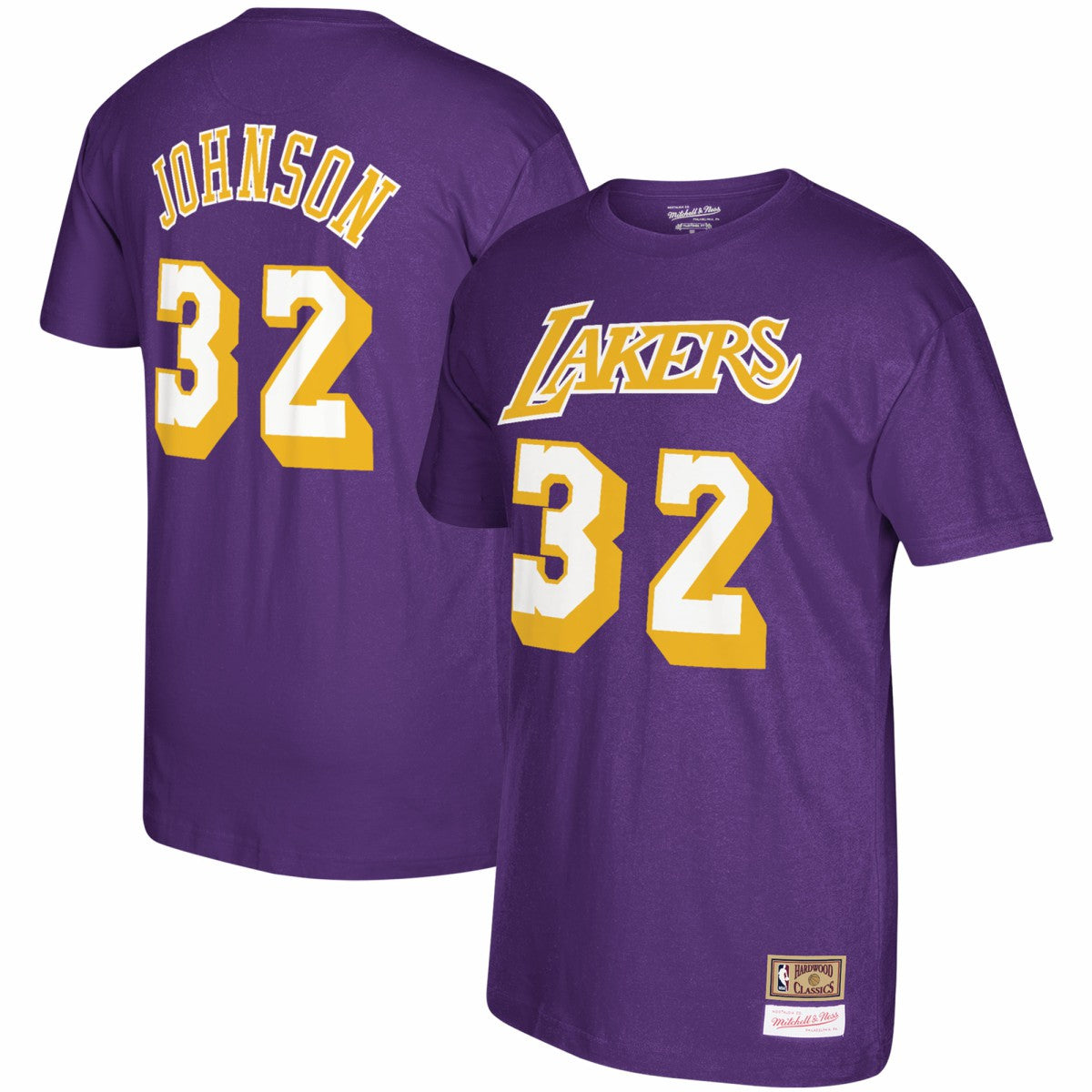 Magic Johnson Los Angeles Lakers Hardwood Classics Name & Number T-Shirt Purple - NBA