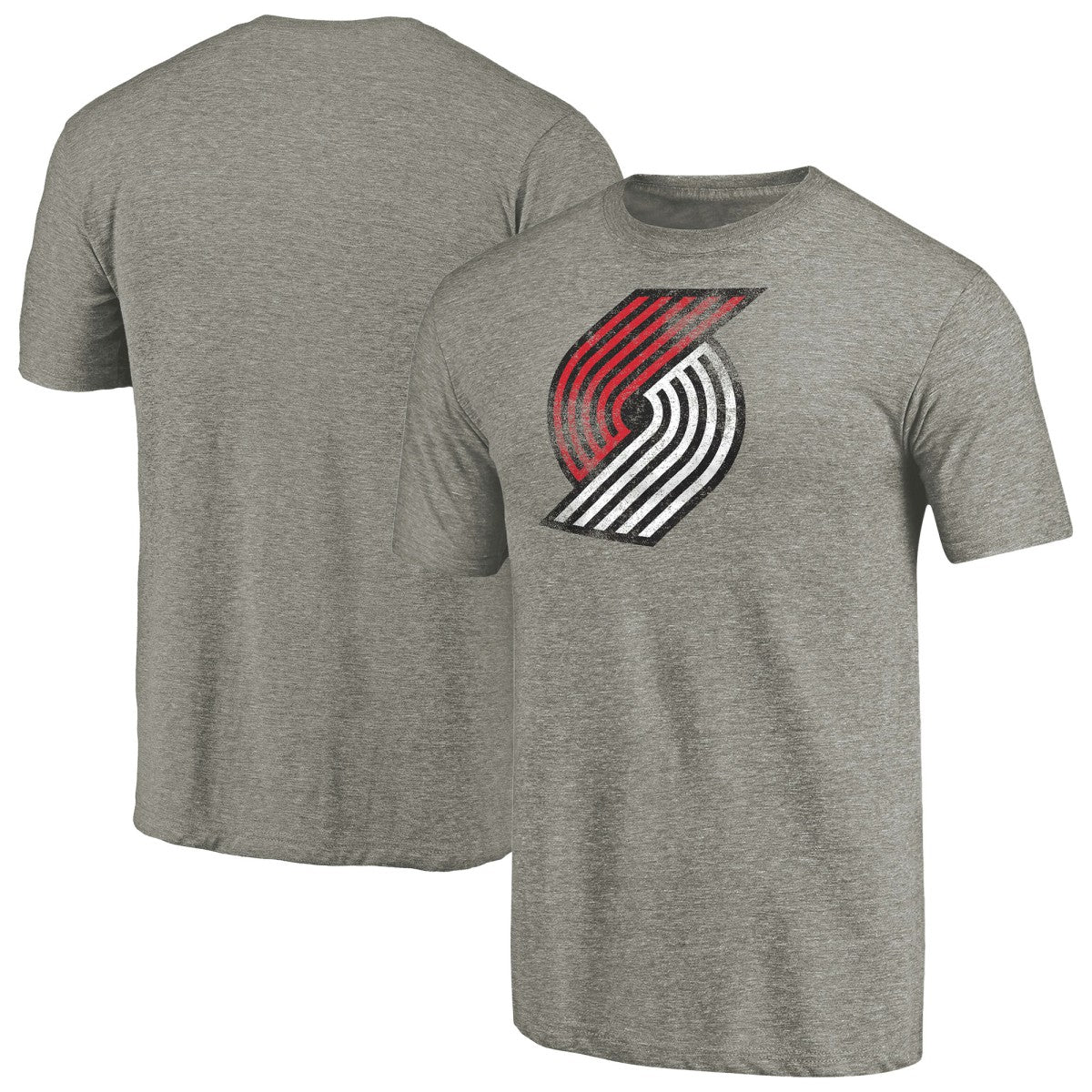 Portland Trail Blazers Distressed Team Logo Tri-Blend T-Shirt Heather Gray - NBA