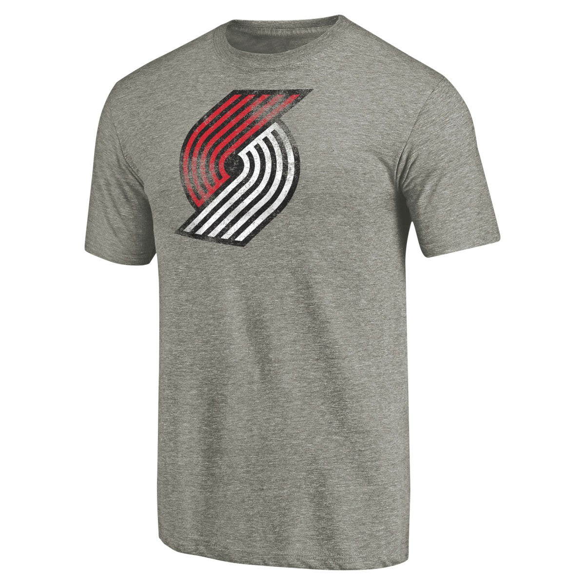Portland Trail Blazers Distressed Team Logo Tri-Blend T-Shirt Heather Gray - NBA