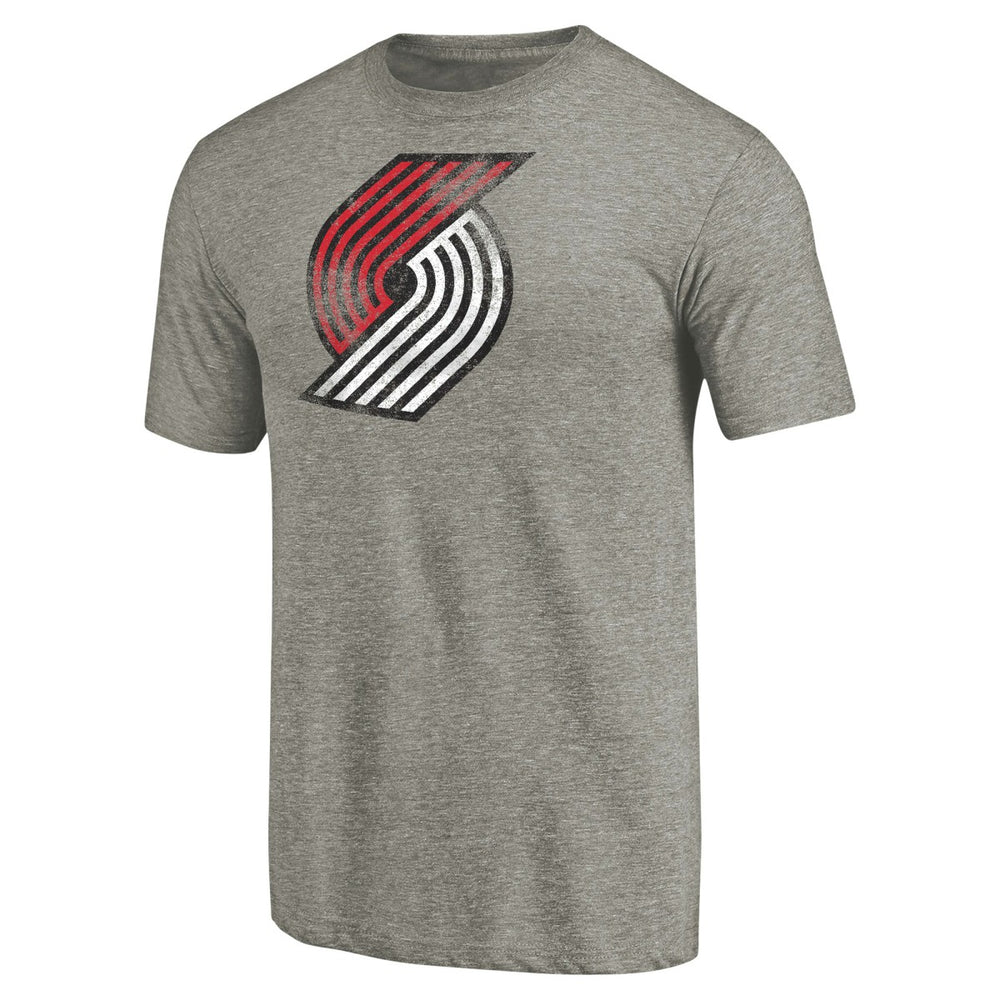 Portland Trail Blazers Distressed Team Logo Tri-Blend T-Shirt Heather Gray - NBA