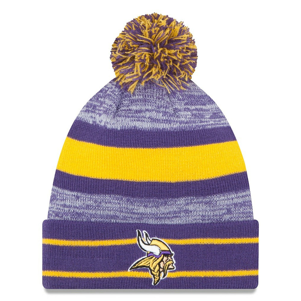 Minnesota Vikings New Era Team Logo Cuffed Knit Hat with Pom Purple | NFL