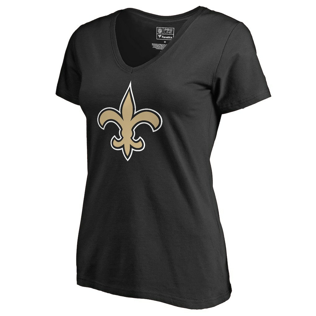 New Orleans Saints Women's Primary Team Logo V-Neck T-Shirt Black | NFL