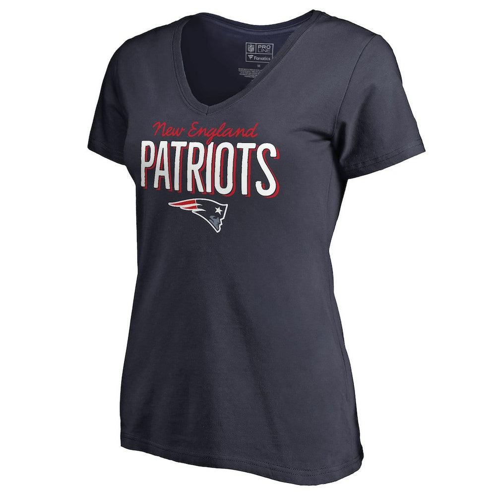New England Patriots Women's Nostalgia V-Neck T-Shirt Navy | NFL
