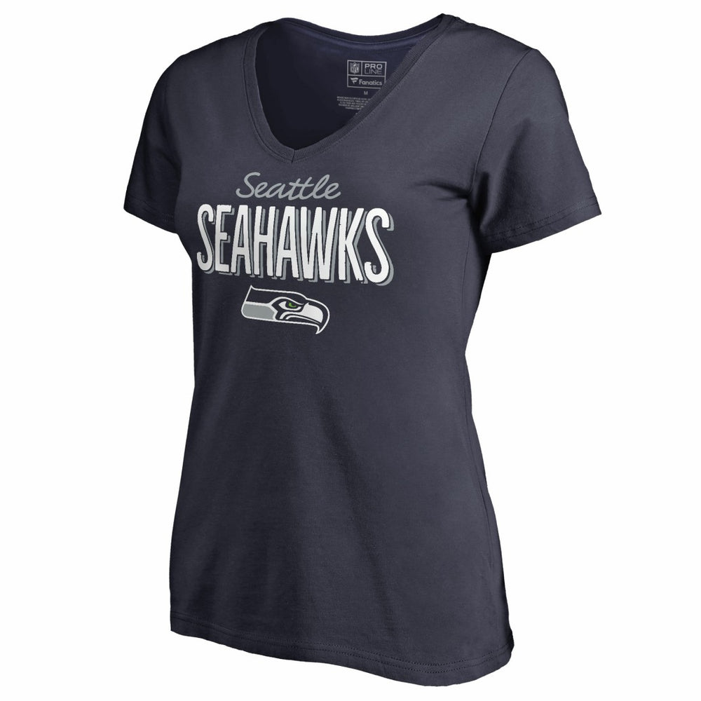 Seattle Seahawks Women's Nostalgia V-Neck T-Shirt Navy | NFL