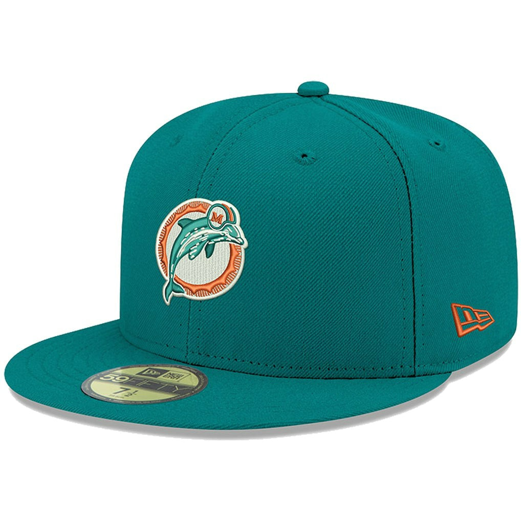 Miami Dolphins New Era Omaha Throwback 59FIFTY Fitted Hat Aqua | NFL