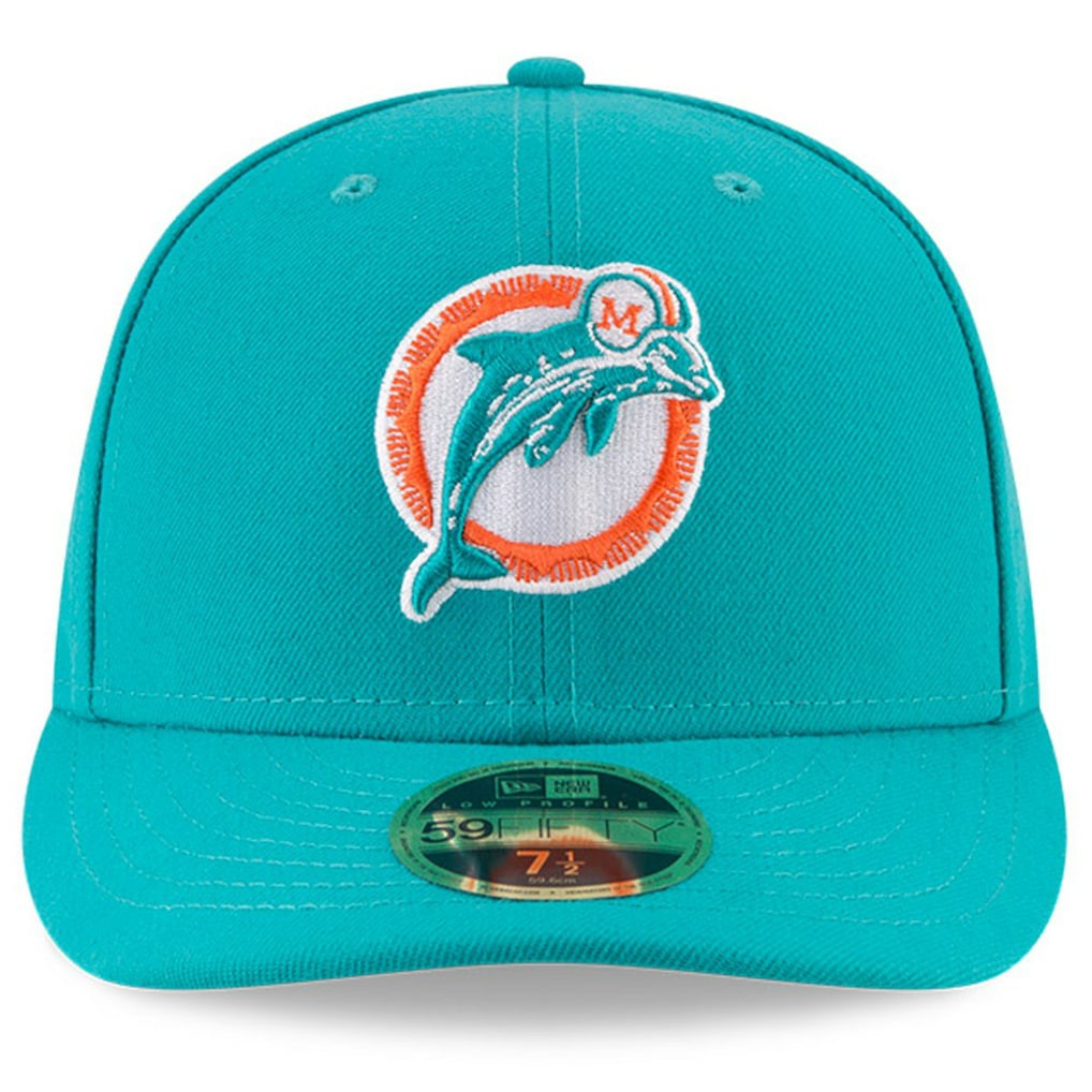 Miami Dolphins New Era Omaha Throwback Low Profile 59FIFTY Fitted Hat Aqua | NFL