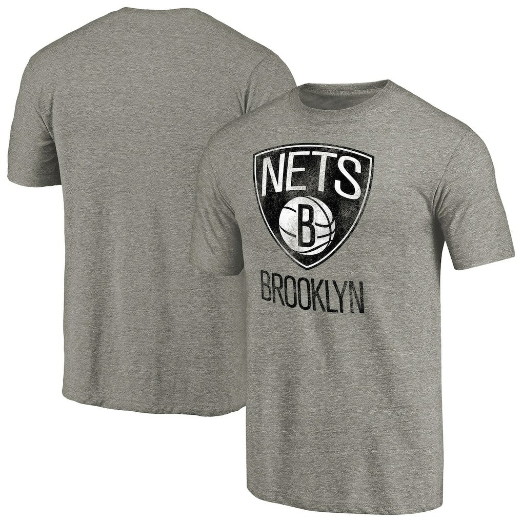 Brooklyn Nets Distressed Team Logo Tri-Blend T-Shirt Heather Gray - NBA