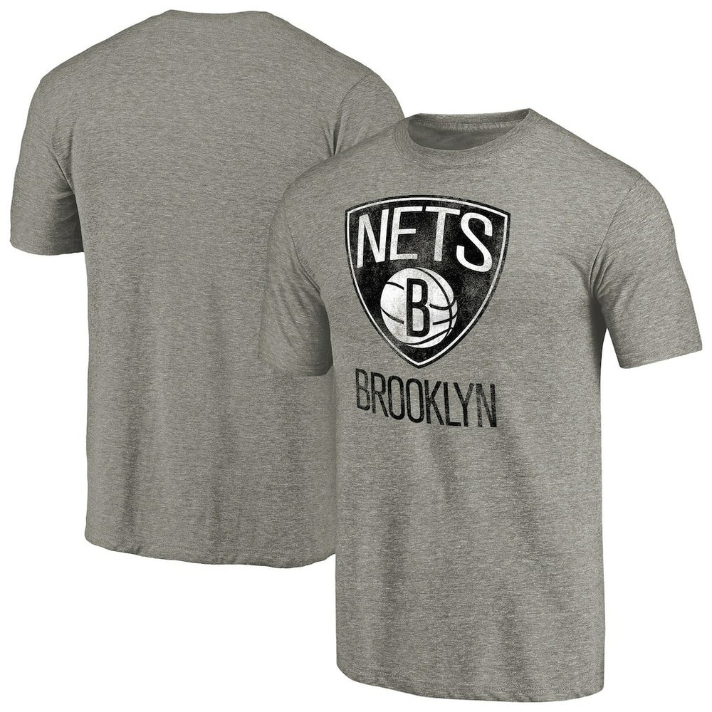 Brooklyn Nets Distressed Team Logo Tri-Blend T-Shirt Heather Gray - NBA