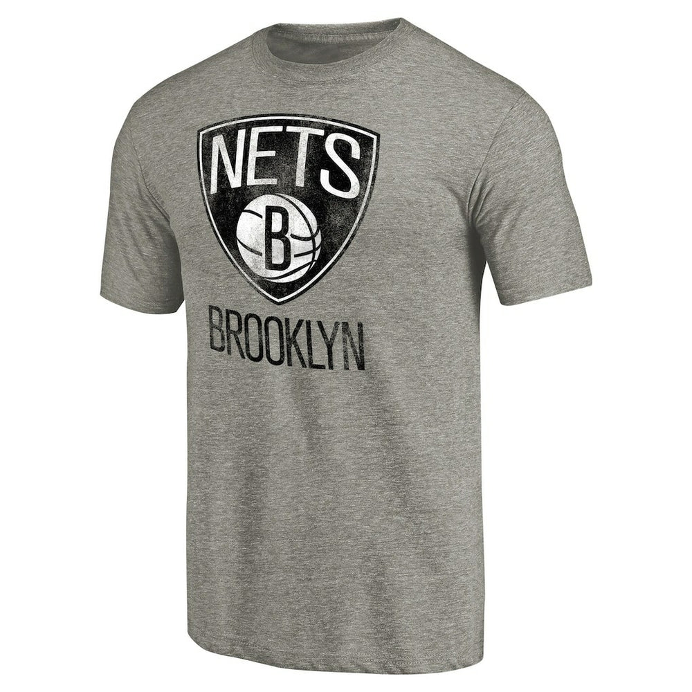 Brooklyn Nets Distressed Team Logo Tri-Blend T-Shirt Heather Gray - NBA
