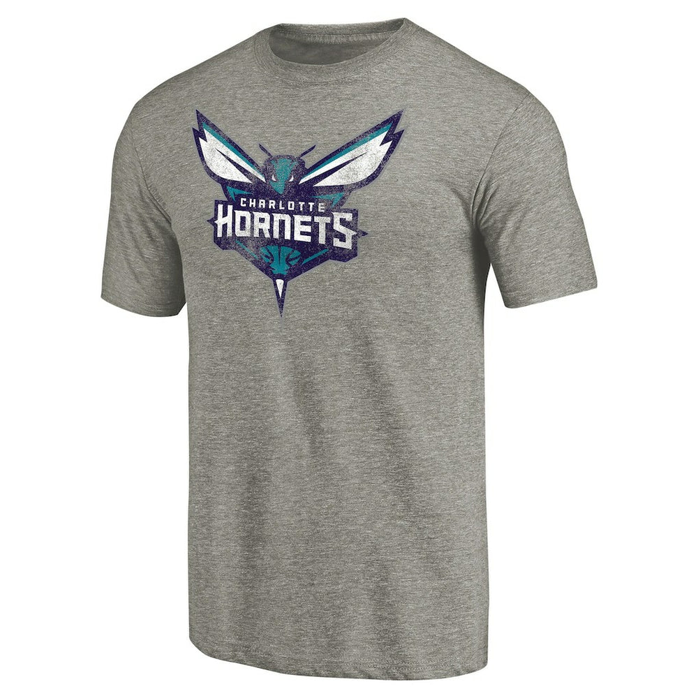 Charlotte Hornets Distressed Team Logo Tri-Blend T-Shirt Heather Gray - NBA
