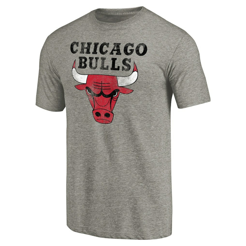Chicago Bulls Distressed Team Logo Tri-Blend T-Shirt Heather Gray - NBA