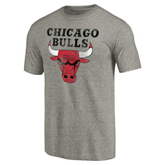 Chicago Bulls Distressed Team Logo Tri-Blend T-Shirt Heather Gray - NBA