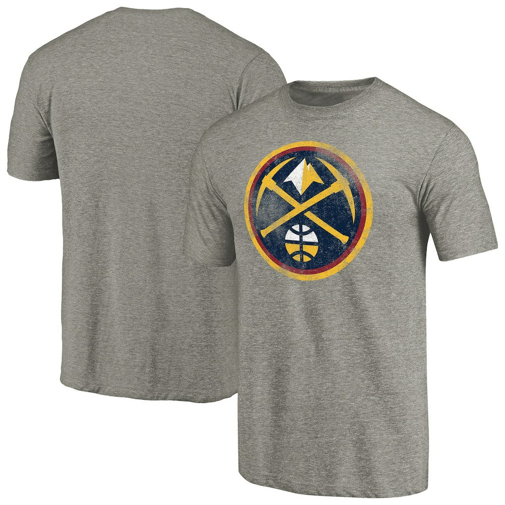 Denver Nuggets Distressed Team Logo Tri-Blend T-Shirt Heather Gray - NBA