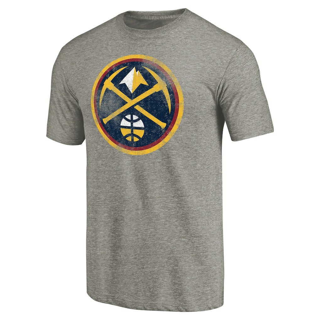 Denver Nuggets Distressed Team Logo Tri-Blend T-Shirt Heather Gray - NBA