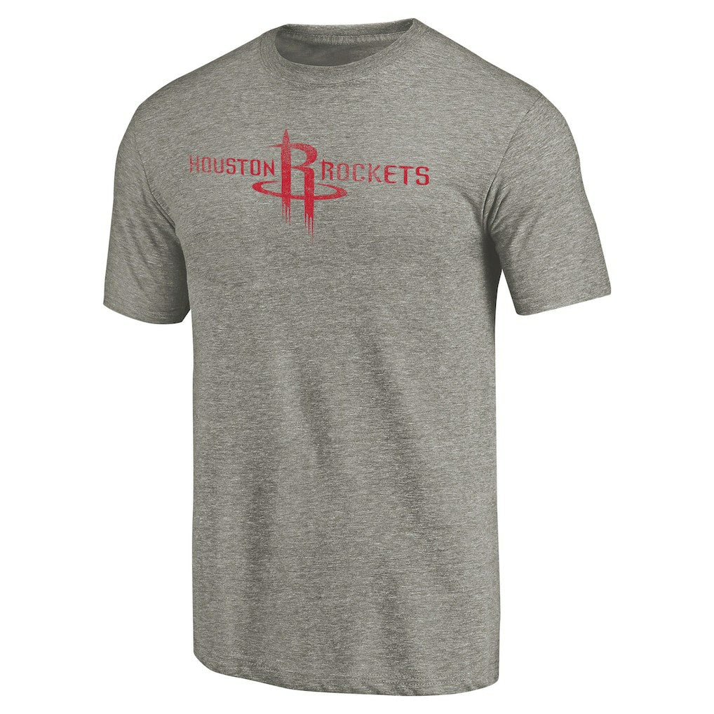 Houston Rockets Distressed Team Logo Tri-Blend T-Shirt Heather Gray - NBA