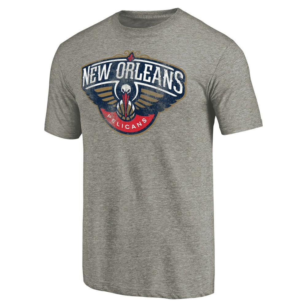 New Orleans Pelicans Distressed Team Logo Tri-Blend T-Shirt Heather Gray - NBA