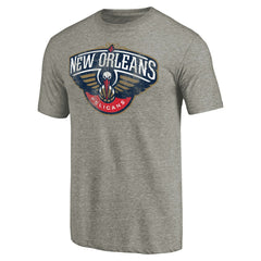 New Orleans Pelicans Distressed Team Logo Tri-Blend T-Shirt Heather Gray - NBA