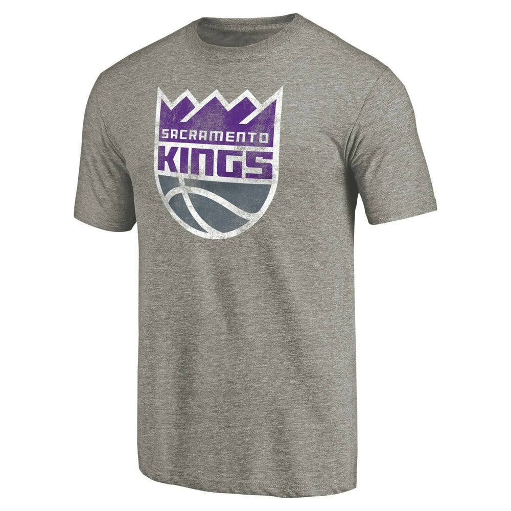 Sacramento Kings Distressed Team Logo Tri-Blend T-Shirt Heather Gray - NBA