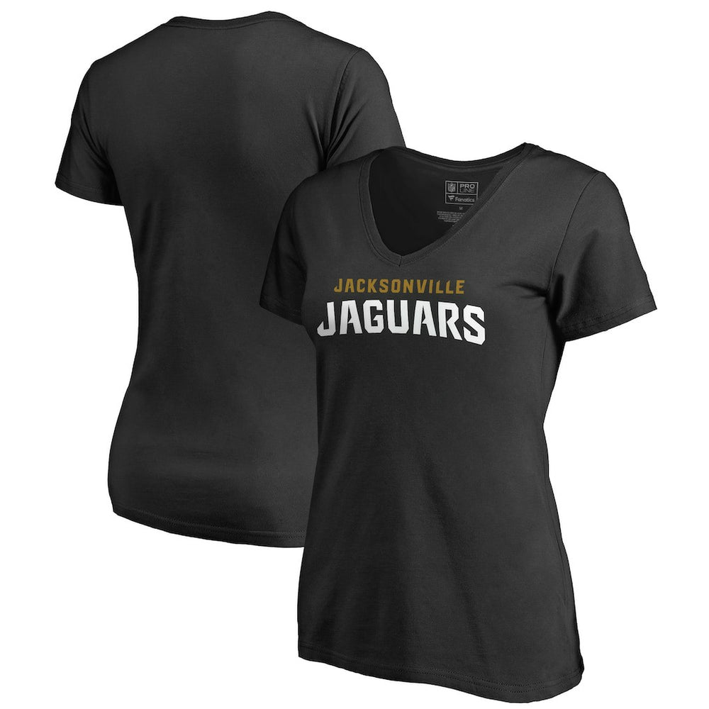 Jacksonville Jaguars Women's Wordmark V-Neck T-Shirt Black | NFL