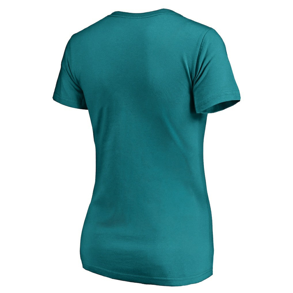 Miami Dolphins Women's Wordmark V-Neck T-Shirt Aqua | NFL