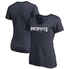 New England Patriots Women's Wordmark V-Neck T-Shirt Navy | NFL
