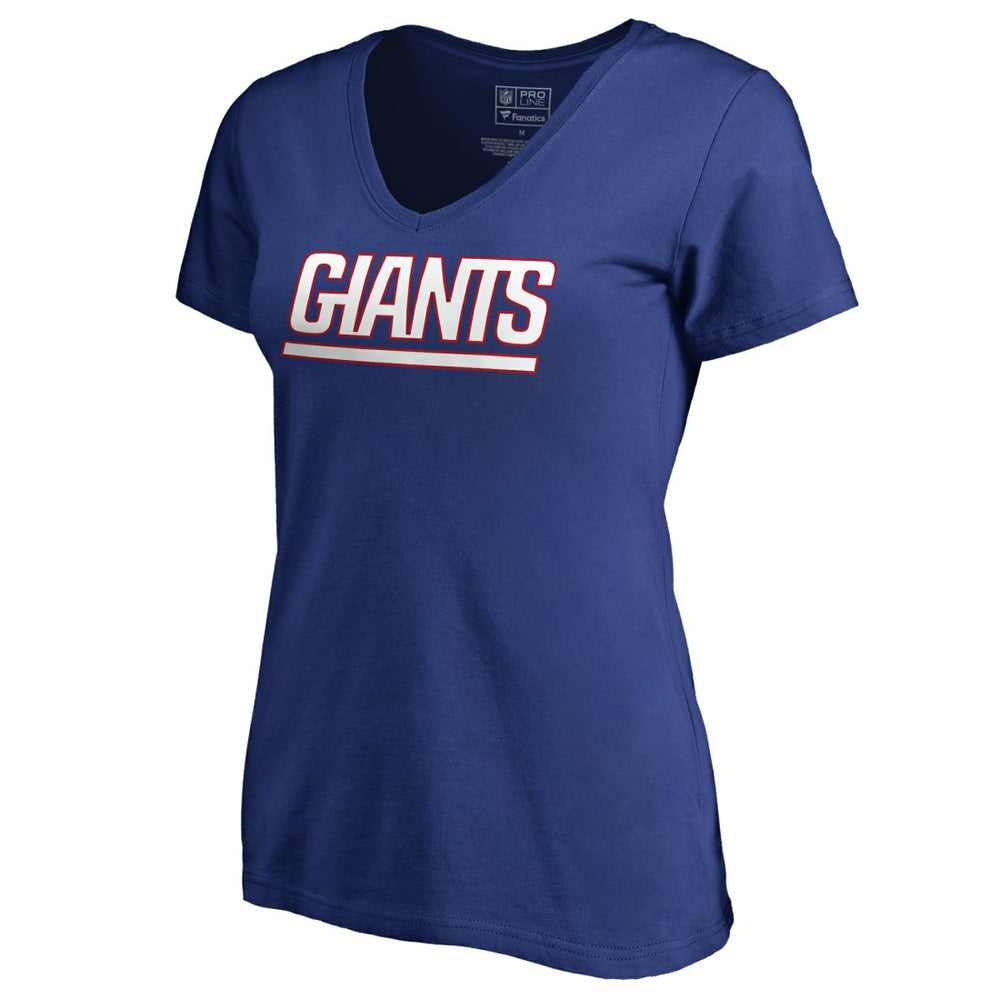 New York Giants Women's Wordmark V-Neck T-Shirt Royal | NFL