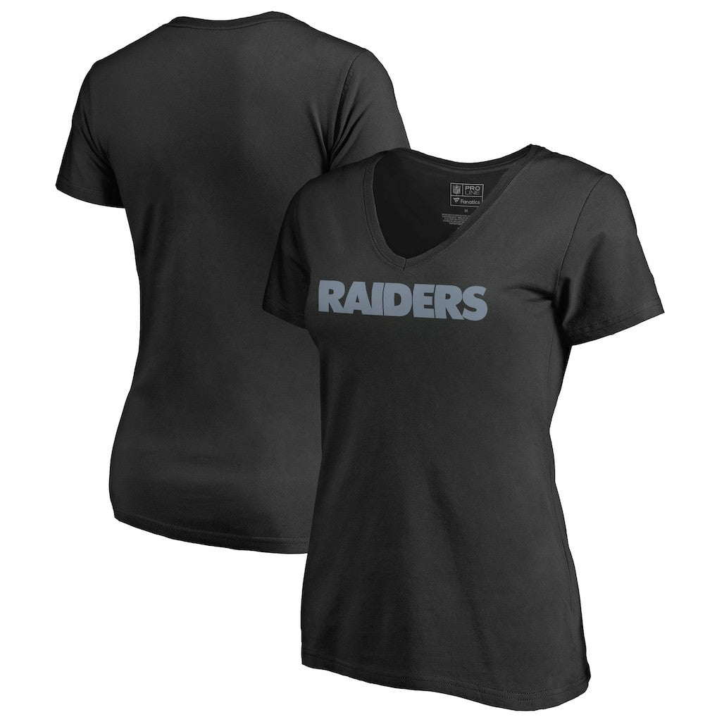 Las Vegas Raiders Women's Wordmark V-Neck T-Shirt Black | NFL