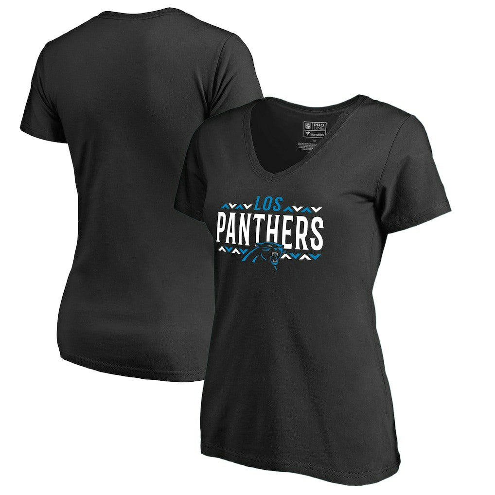 Carolina Panthers Women's Arriba V-Neck T-Shirt Black | NFL