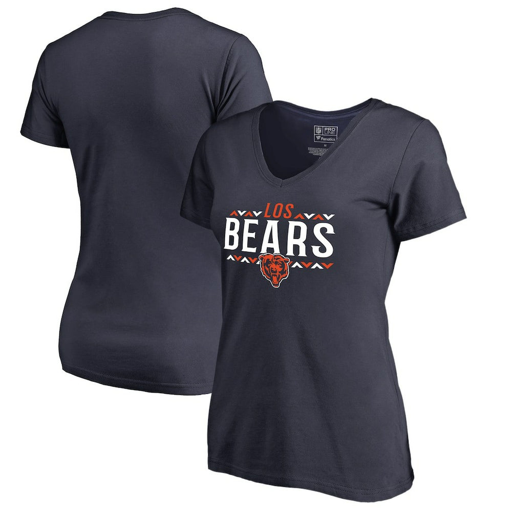 Chicago Bears Women's Arriba V-Neck T-Shirt Navy | NFL