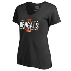 Cincinnati Bengals Women's Arriba V-Neck T-Shirt Black | NFL