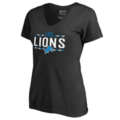 Detroit Lions Women's Arriba V-Neck T-Shirt Black | NFL