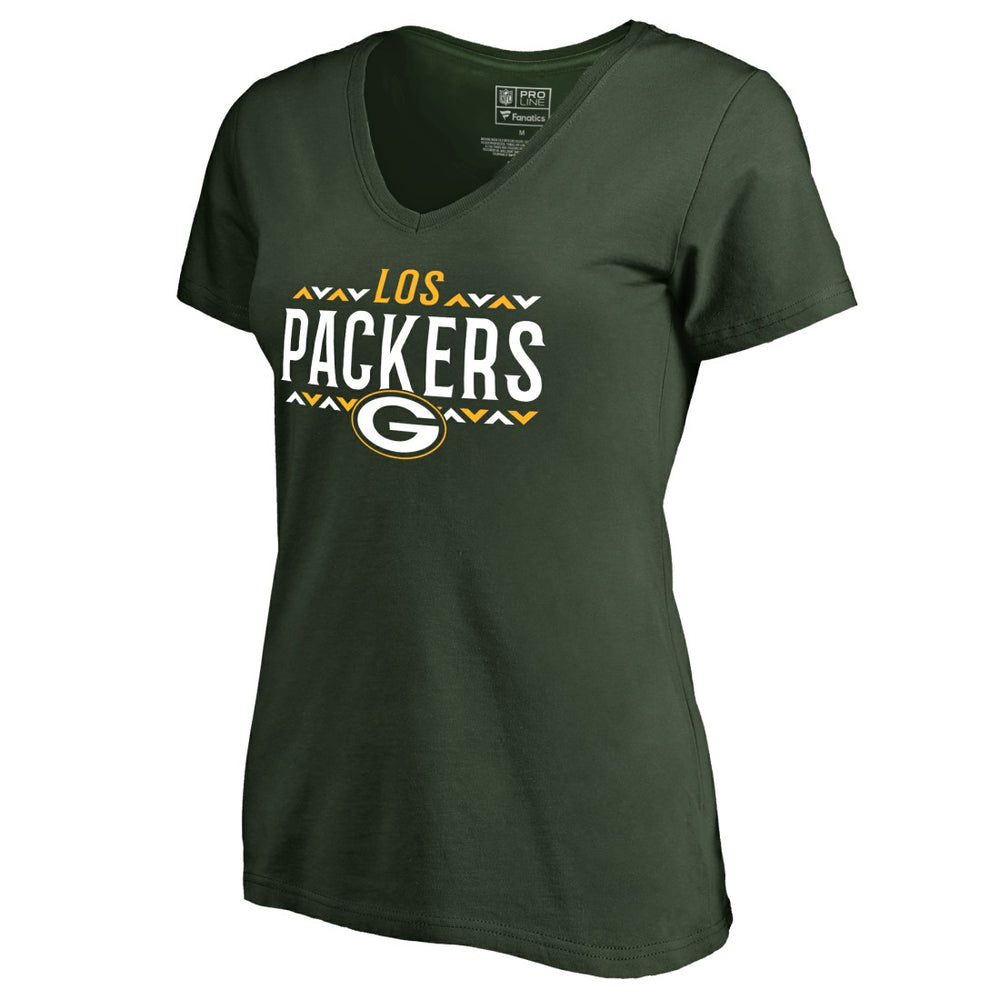 Green Bay Packers Women's Arriba V-Neck T-Shirt Green | NFL