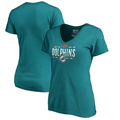 Miami Dolphins Women's Arriba V-Neck T-Shirt Aqua | NFL