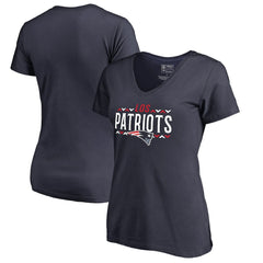 New England Patriots Women's Arriba V-Neck T-Shirt Navy | NFL
